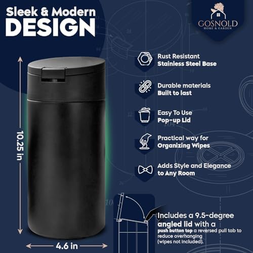 Extra Large Refillable Disinfecting Wipes Dispenser Black
