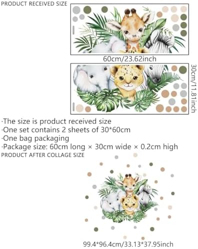 Watercolor Jungle Animal Wall Decal for Baby Room Decor
