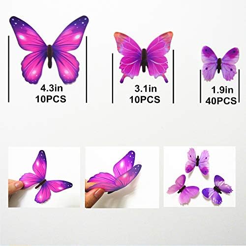 60PCS 3D Butterfly Wall Decals - Yellow Decoration Stickers