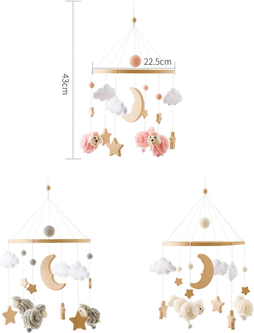 Generic Infant Nursery Mobile Hanging Decorative Toy Set for Baby Room