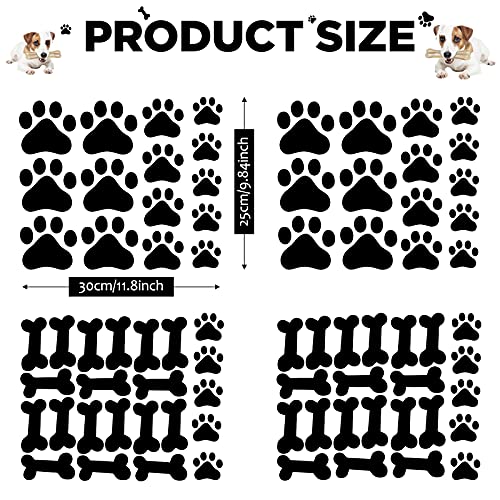 76 Pieces Black Dog Paw Decal Wall Sticker