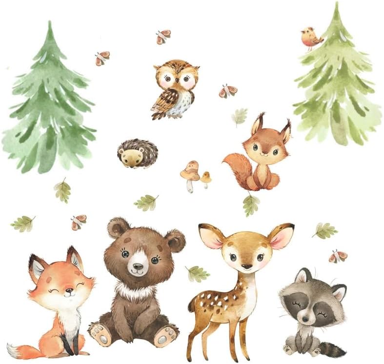 Woodland Animals Wall Decals for Baby Nursery Decor
