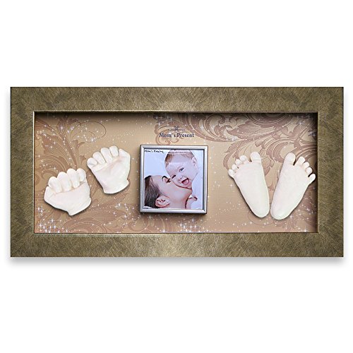 Momspresent Baby Hand Foot Print Casting Kit with Gold Frame