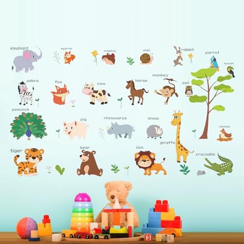 Large Animals Educational Wall Stickers for Kids
