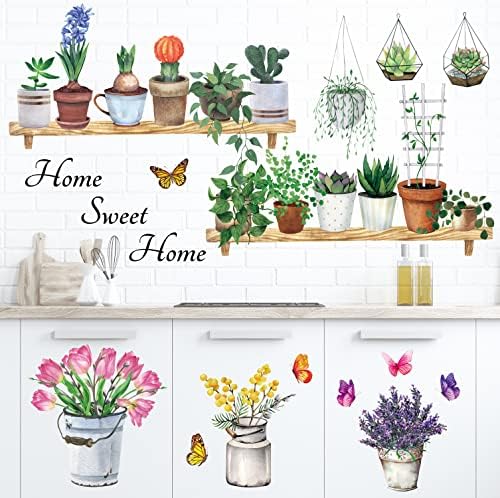 DECOWALL Flower Pots Wall Decals Peel Stick Stickers