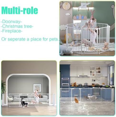 198 Inch Extra Wide Baby Gate with Cat Door Auto Close White