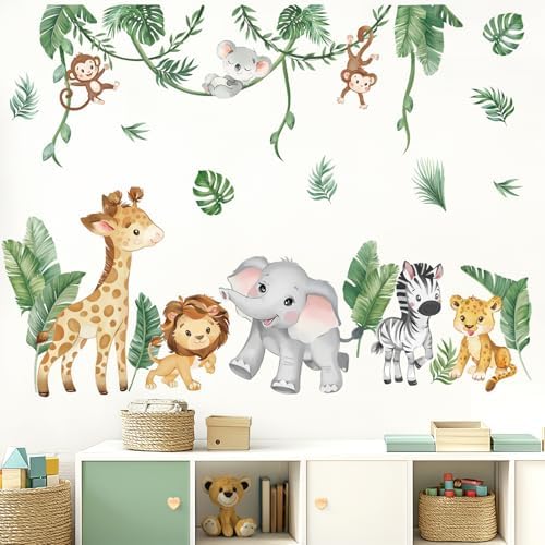 Wondever Jungle Animals Wall Stickers for Kids Room