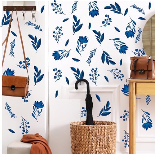 Blue Leaf Wall Stickers for Bedroom and Living Room Decor