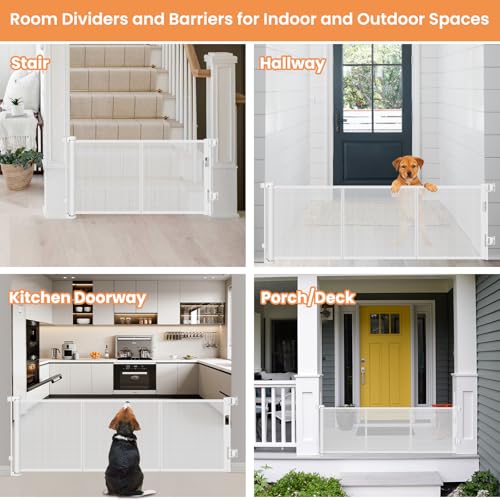 22 Inch Tall Retractable Dog Gate for Home Safety