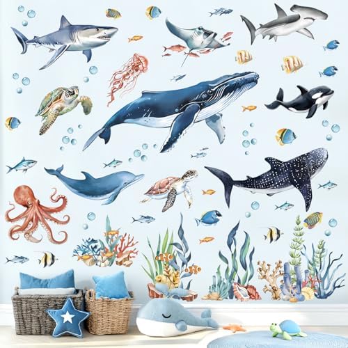 Decalmile Under The Sea Fish Wall Decals Ocean Animal Decor Stickers