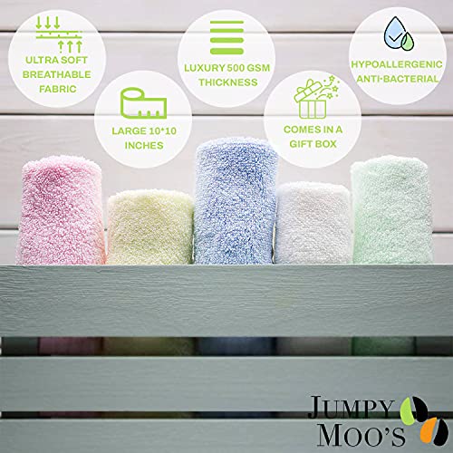Jumpy Moos Baby Washcloths - Ultra Thick 10x10 Inches 100 Rayon from Bamboo
