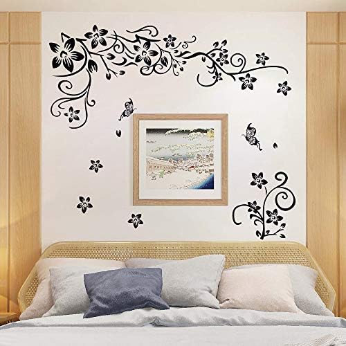Black Flower Vines Wall Decals DIY Stickers for Kids Room