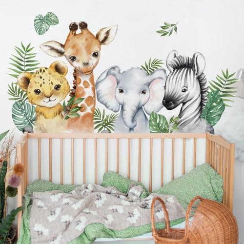 5251x2362 Inch Watercolor Jungle Animal Wall Decals