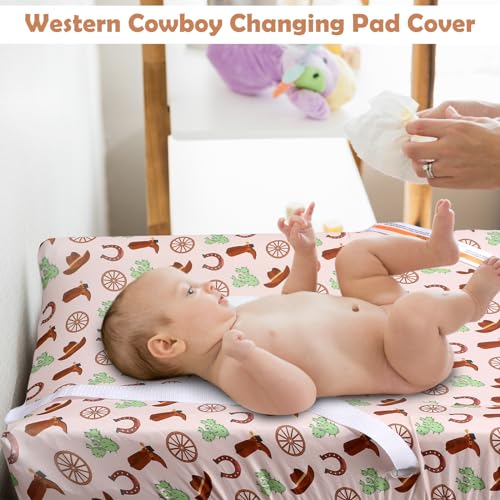 4 Pcs Western Pattern Baby Changing Pad Covers for Boys and Girls