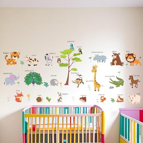 Large Animals Educational Wall Stickers for Kids