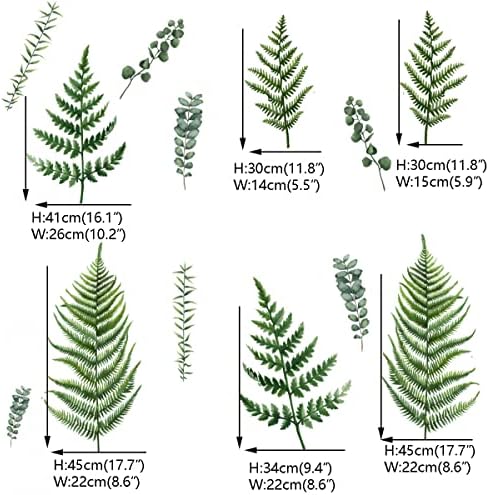 Runtoo Large Fern Leaves Wall Art Stickers Green Plant Wall Decal Living Room Bedroom Nursery Decor