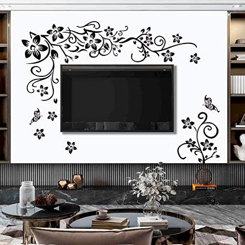 Black Flower Vines Wall Decals DIY Stickers for Kids Room