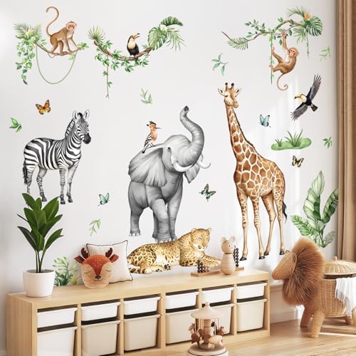 Jungle Safari Animal Wall Decals for Kids Room