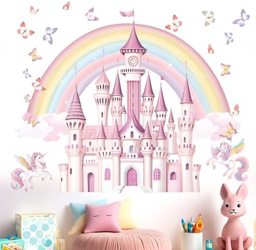 Amimagen Rainbow Castle Wall Stickers for Girls