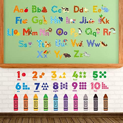 DECOWALL Animal Alphabet Numbers Wall Stickers for Kids Room Decor