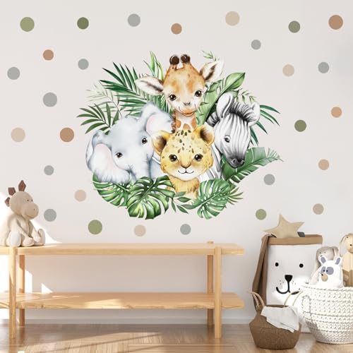 Watercolor Jungle Animal Wall Decal for Baby Room Decor