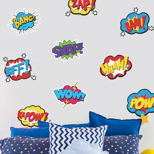 Superhero Comic Words Wall Decals 12-Pack