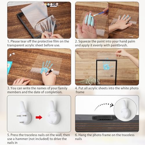 Family Handprint Kit with 6 Colors and Clear Photo Frame