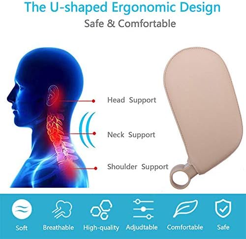 JSKRL Car Headrest Pillow 360 Adjustable PU Leather Head Neck Support for Kids Adults Travel Sleeping