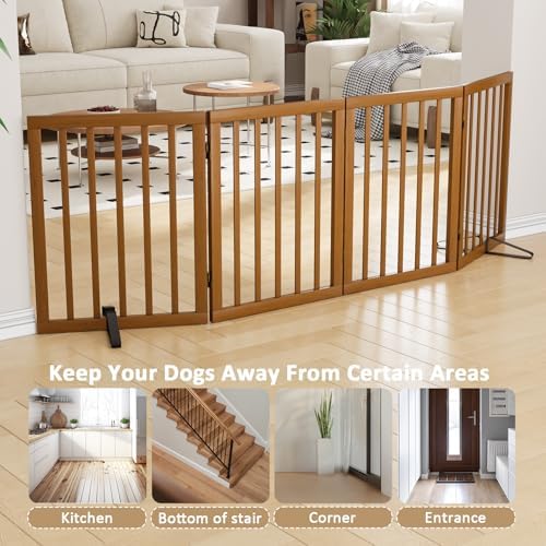 Freestanding Pet Gate Foldable Dog Gate 74 Inches Wide