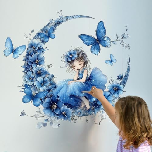 2 Sheets Blue Butterfly Wall Decals for Kids Room