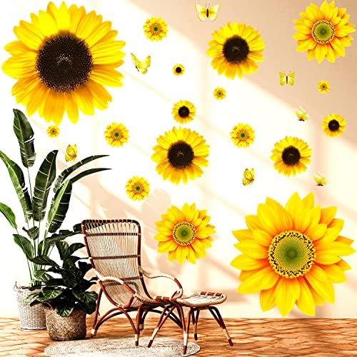 54 Pcs 3D Sunflowers and Butterfly Wall Stickers Decor