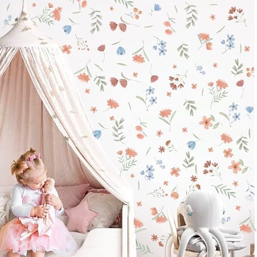 Lamkidle Boho Floral Wall Decals for Kids Room Decor