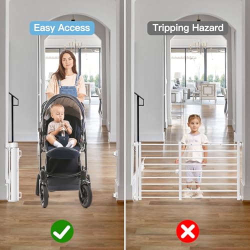 24 Inch Tall Retractable Baby Gate for Stairs and Doorways White