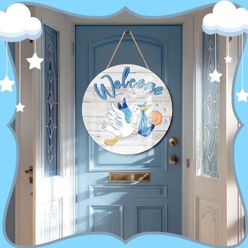 Chunful Baby Boy Welcome Sign Hanging Wreath