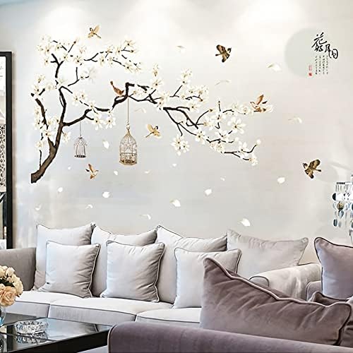 Large White Cherry Blossom 3D Wall Stickers 50x74 Inch