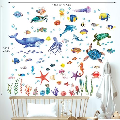 Under The Sea Wall Decals 128 Pieces Ocean Fish Stickers