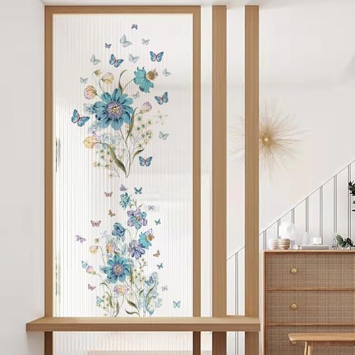 Buy One Get Five Boho Blue Flower Wall Decals