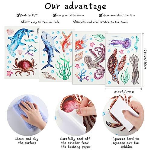 Sabary 4 Piece Glow in the Dark Ocean Wall Decals