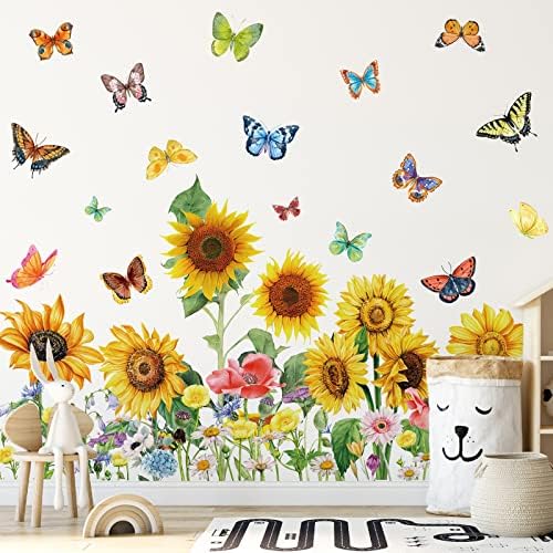 2 Sheets Flowers Wall Decals for Girls Bedroom Decor