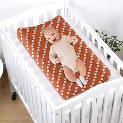 SCRAWLGOD Vintage Polka Dot Changing Pad Cover 32x16in Orange