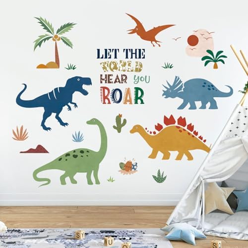 Boho Dinosaur Wall Decals for Kids Room and Playroom