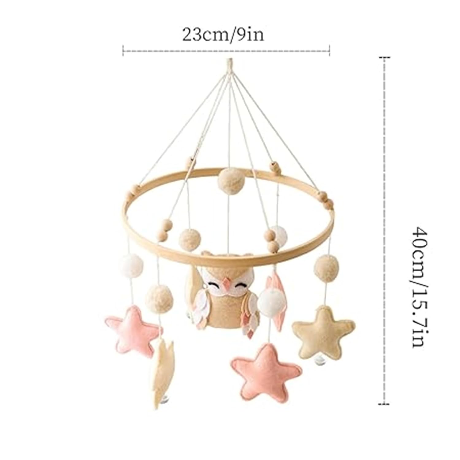 Boho Baby Mobile with Owl and Stars Design