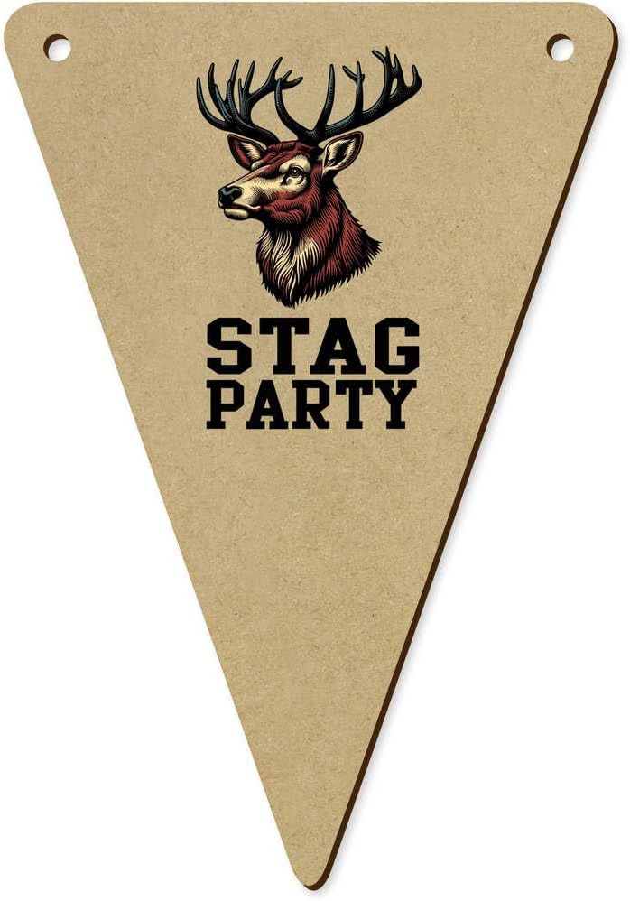 5 x 140mm Stag Party Wooden Bunting Flags