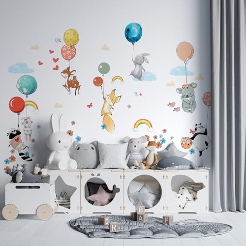 WS Wallpaper Hot Air Balloon Wall Decals - Animal Stickers for Kids Room