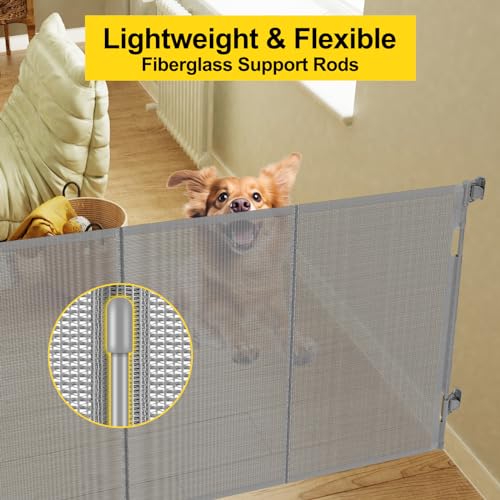 Reinforced 42 Tall x 100 Wide Retractable Baby Gate with Fiberglass Rods
