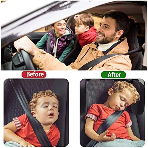 JSKRL Car Headrest Pillow 360 Adjustable PU Leather Support Cushion for Kids Adults Travel Sleeping