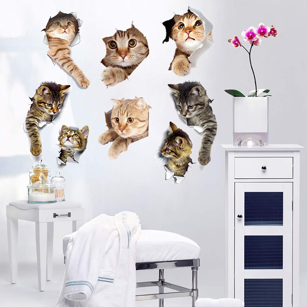11PCS 3D Removable Cartoon Cat Wall Stickers for Decor