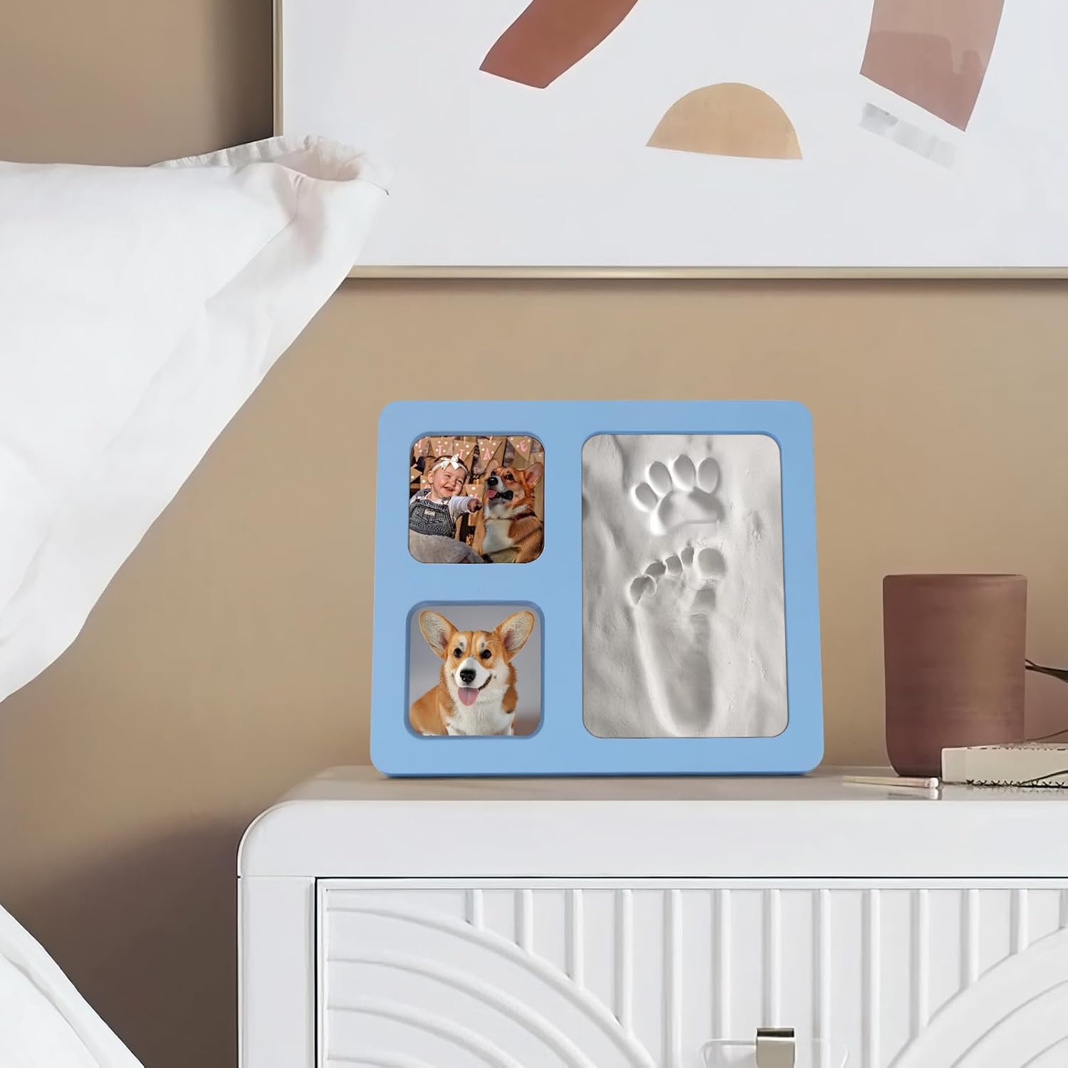 Baby Handprint Footprint Kit with Blue 4x6 Clay Frame