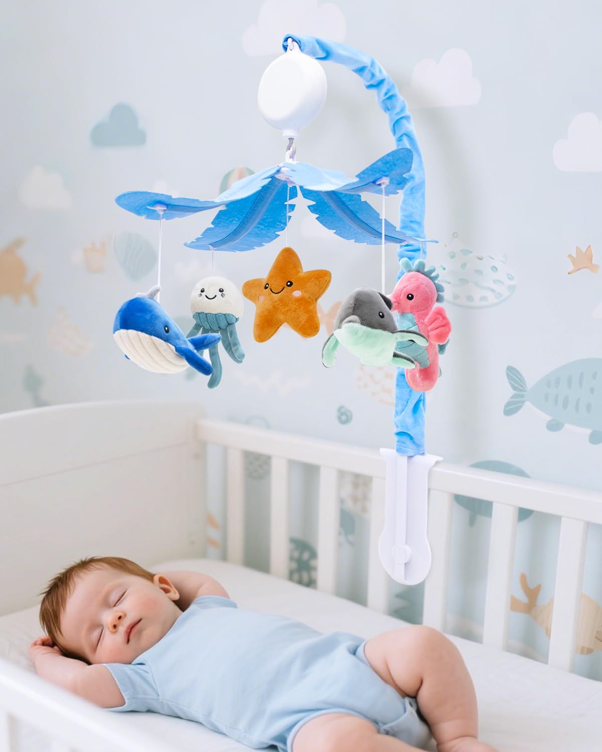 FEISIKE Baby Crib Mobile with 35 Lullabies and Ocean Theme