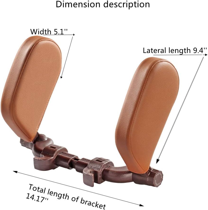 JSKRL Car Headrest Pillow 360 Adjustable PU Leather Support Cushion for Kids Adults Travel Sleeping